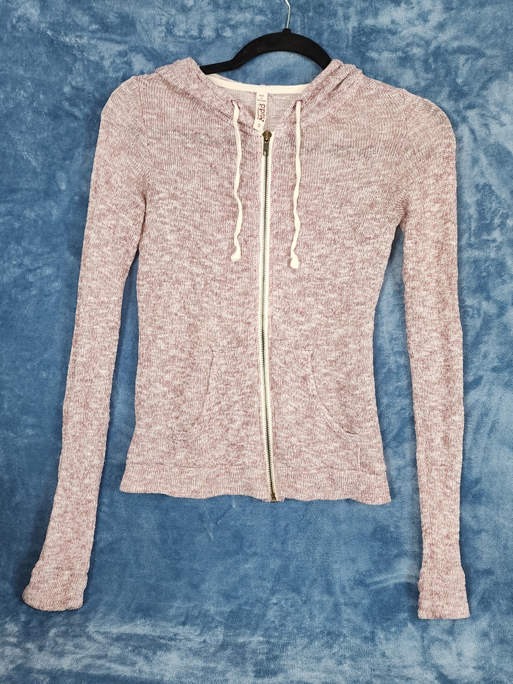 Mudd Heathered Pink Zip Front Hoodie
